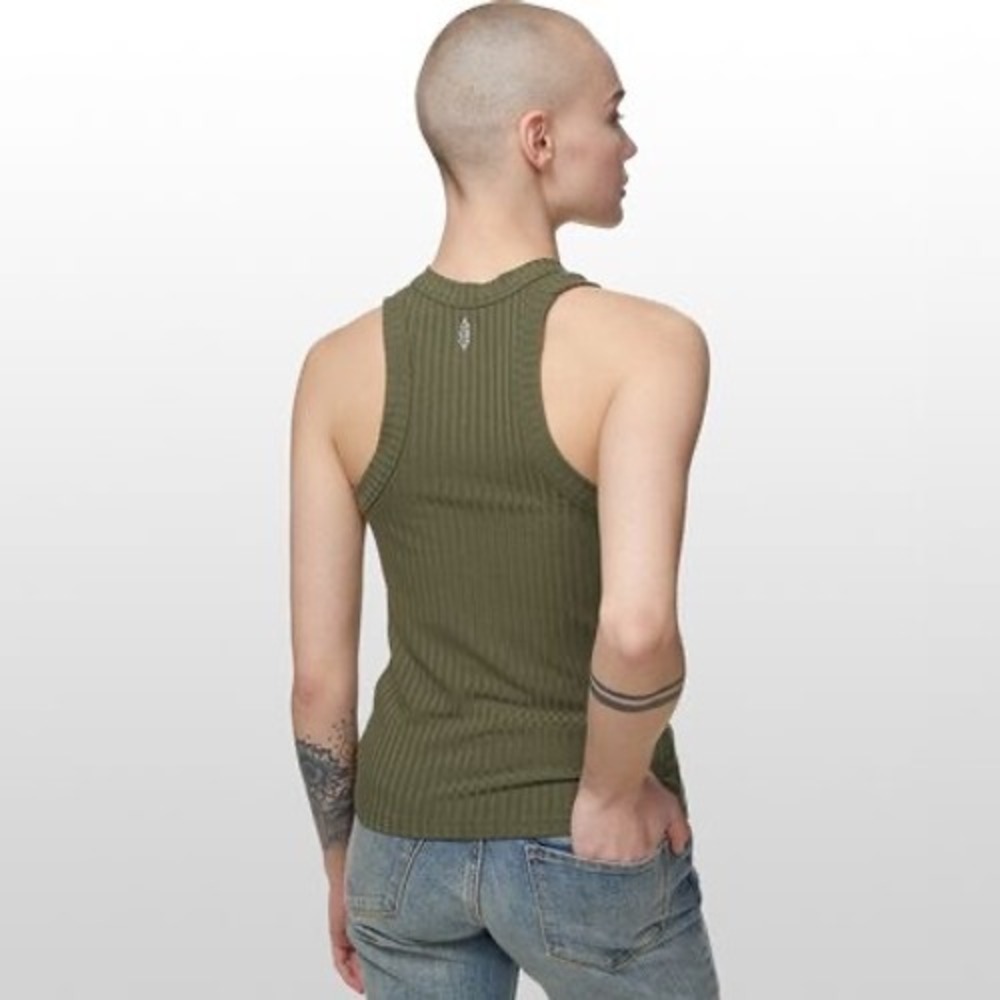 EUC Free People FP Movement‎ Ribbed Racerback Blissed Out Tank Olive Green Sz S